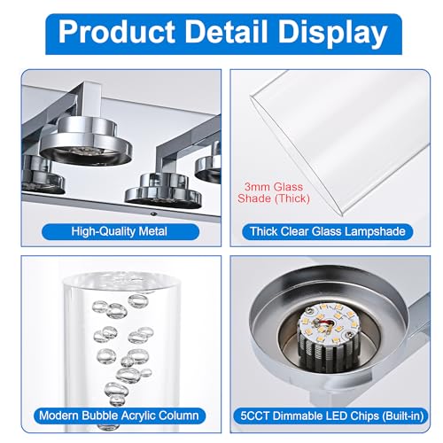 4 Light LED Bathroom Lighting Fixtures Chrome