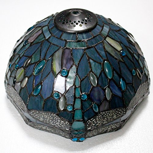Tiffany Lamp Sea Blue Stained Glass Table Lamp 18 Inch Dragonfly