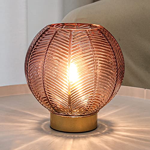 Battery Operated Decorative Glass Table Lamp with Timer Red
