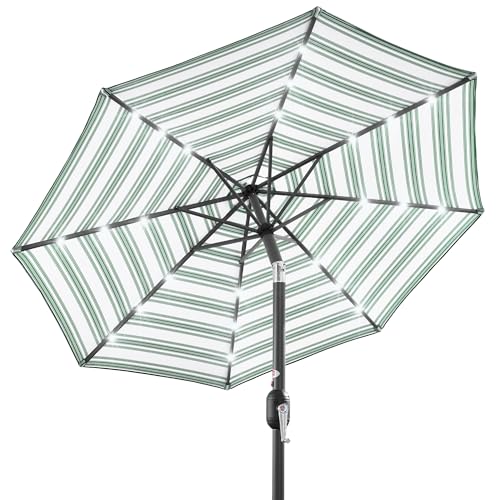 10ft Solar Polyester LED Lighted Patio Umbrella w
