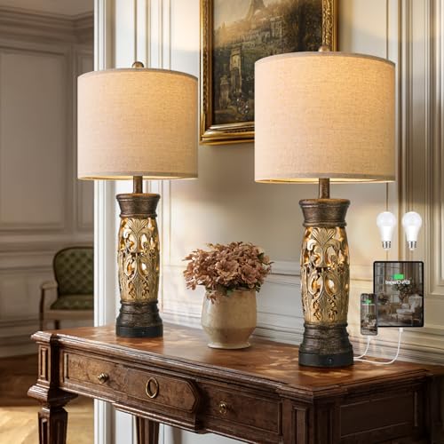 27.25” Antique Gold Table Lamps Set of 2 (2 Count)