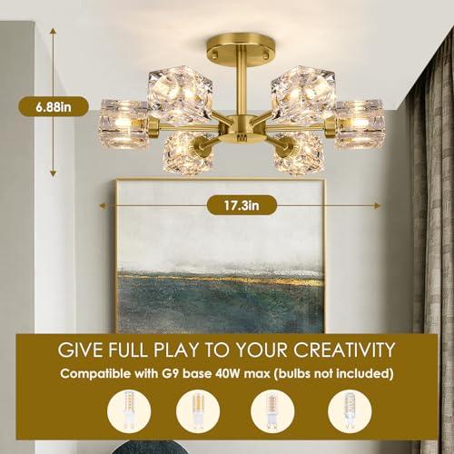 Modern 17.3" Crystal Chandelier (6 Count)