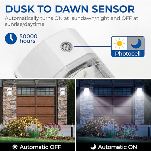 26W LED Wall Pack Light with Dusk to Dawn Sensor 5000k White 2 Pack (2 Count)
