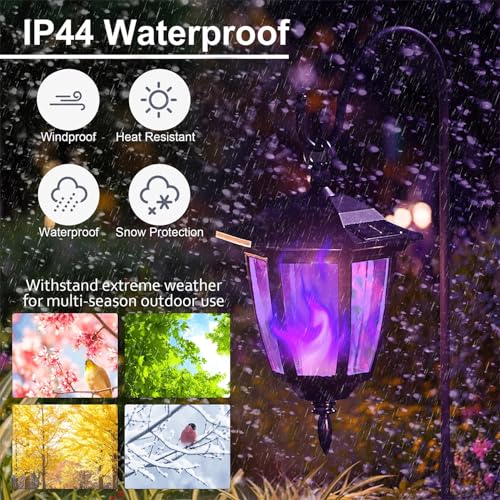 2 Pack Solar Halloween Flame Hanging Lights Outdoor (4 Count)