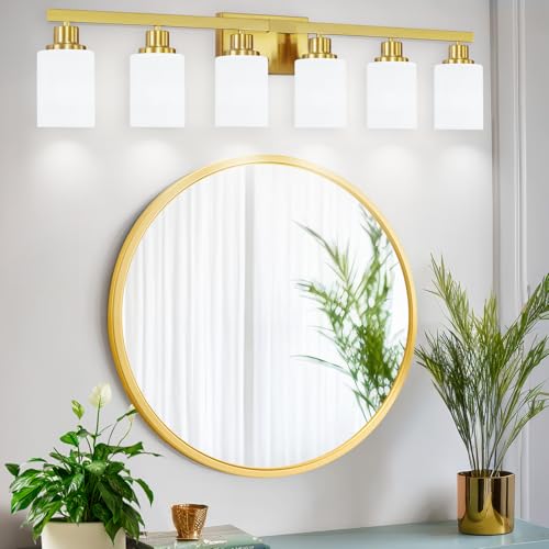 6 Light Gold Bathroom Vanity Light Bathroom Light Fixture 36.8in