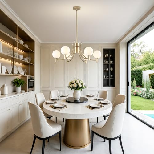 6 Light Gold Modern Sputnik Chandelier