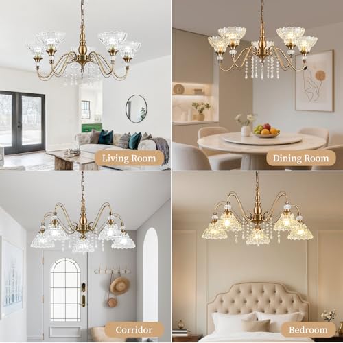 5 Light Vintage Chandelier in Matte Antique Brass Finish with Flower (5-Light / Antique Brass)