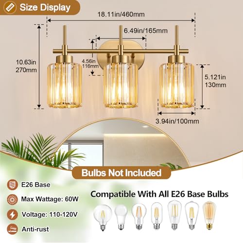Modern Crystal Bathroom Light Fixtures Over Mirror