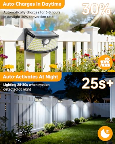 Solar Motion Sensor Lights Outdoor 120 LEDs (4 Count)