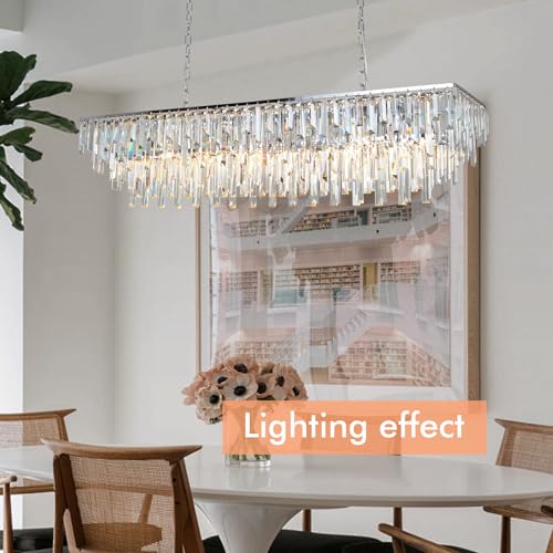 47" Modern Rectangle Crystal Chandelier