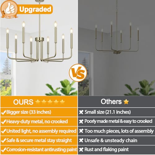 8 Light Farmhouse Chandelier for Dining Room Lighting Fixtures Hanging