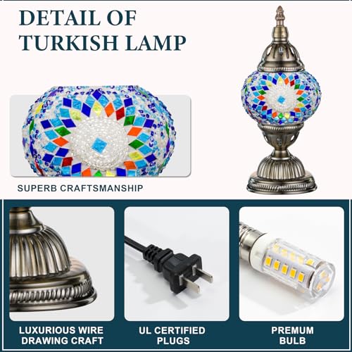 Turkish Mosaic Lamp Stained Glass Table Lamp with Tiffany Style