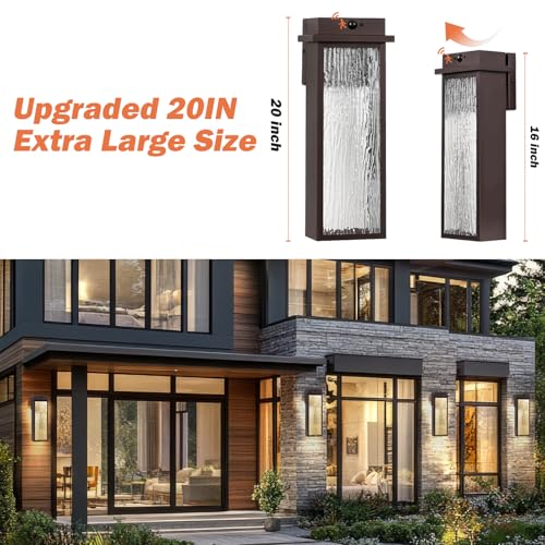 20” Large Brown Motion Sensor Dusk to Dawn Outdoor Wall Sconces (2 Count)