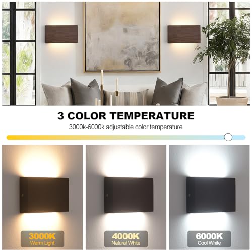Wood Wall Sconce Indoor Wall Lights Hardwired 2 Pack Up and Down