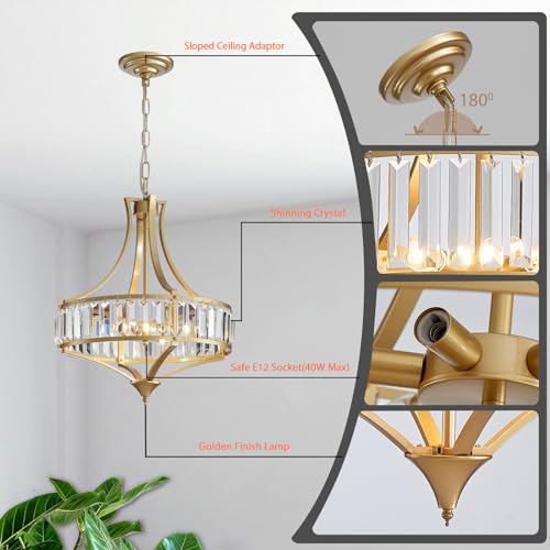 Modern Gold Crystal Chandeliers for Dining Room Pendant 4