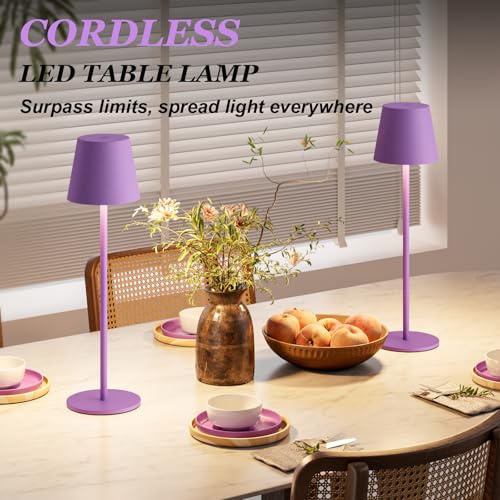 Cordless Table Lamp Rechargeable Purple (2 Count)