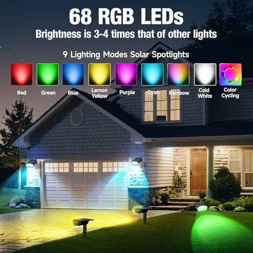 Solar Spot Lights Outdoor Color Changing Solar Lights Outdoor (4 Count)
