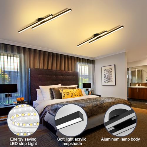 Black Modern LED Ceiling Light Fixtures with Remote