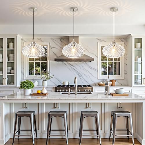 11in Nickel Pendant Lights Kitchen Island with Clear Glass Shade 1Pack