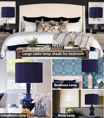 Large Blue Drum Lamp Shades for Floor Lamps Table Lamps (2 Count)