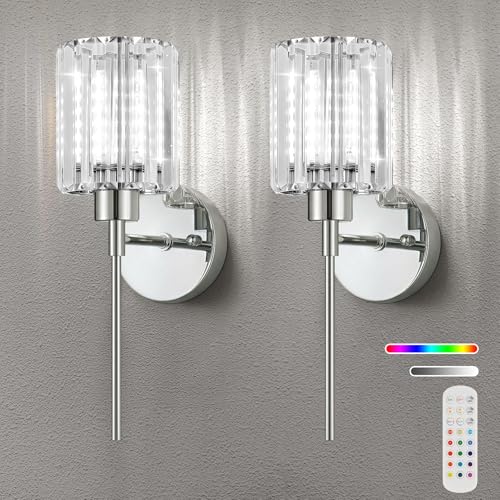 2 Pack Crystal Battery Operated Wall Sconces (2 Count)