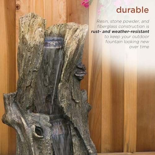WIN258 Outdoor Rainforest Waterfall Tree Trunk Floor Fountain with LED Lights