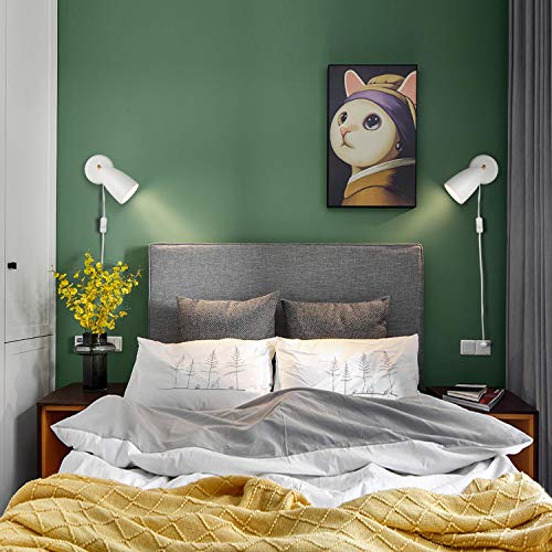 Modern White Plug in or Hardwire Wall Light Sconces