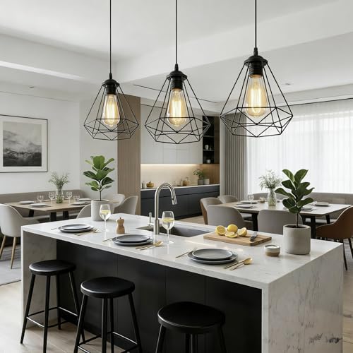 2 Pack Black Pendant Lights Kitchen Island