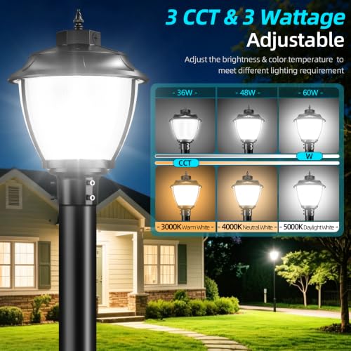 60W LED Post Top Light with Dusk to Dawn Photocell