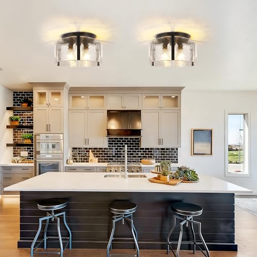 3 Light Black Drum Ceiling Light