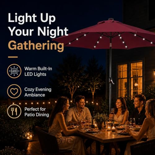 9FT Solar Patio Umbrella w
