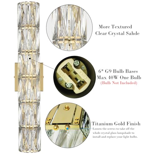 24 Inch Crystal Wall Sconce Gold Sconces Wall Lighting