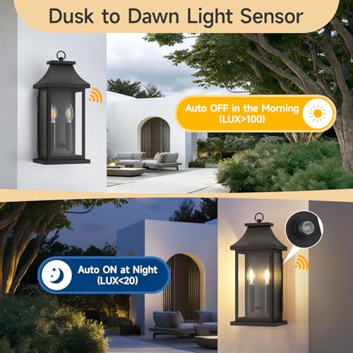 2 Pack 18" Large Outdoor Wall Lights Dusk to Dawn Outdoor Lighting (2 Count)