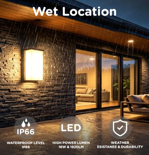 8 Inch Outdoor Wall Light (Black,1 Pack / 8 Inch)