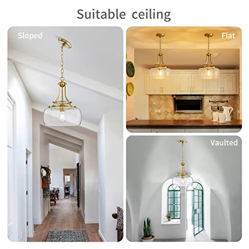 Chandelier Rustic Farmhouse Industrial Round Ceiling Pendant LED Light Fixture with Clear Glass Shades for Dining Room Kitchen Island Foyer Entryway
