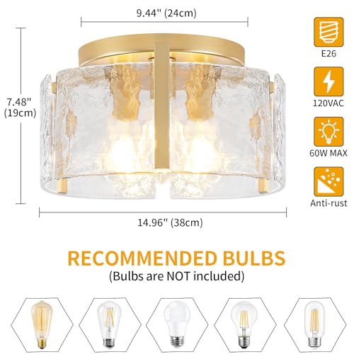 Modern Gold Semi Flush Mount Ceiling Light 3 Lights Ceiling Lamp (3 Count)