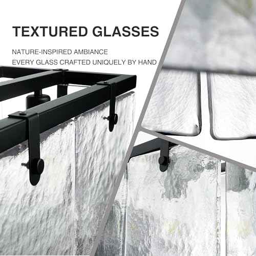 Modern Textured Glass Chandeliers for Dining Room, 37" Rectangular Island Light Fixture, Rectangle Farmhouse Lighting for Kitchen Island, Living Room, L37 x W9.8 x H9.5
