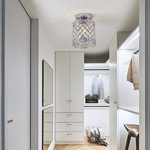 Mini Style Modern Decor Crystal Flush Mount Ceiling Light Fixture Crystal Chandeliers Light Ceiling Lamp for Hallway