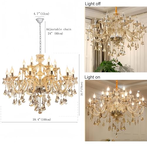 Luxury Cognac Crystal Chandelier 18 Lights
