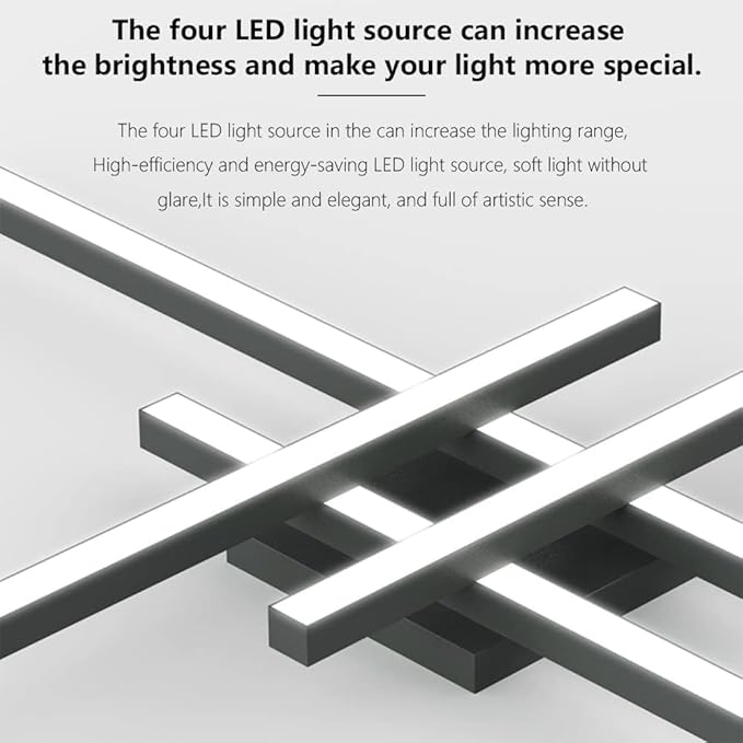 Modern Light Fixture, Modern LED Ceiling Lights, Ceiling Light Fixture for Hallway, Entrance, Cafe,Living Room, Bedroom, Corridor, Porch, Passage Light Fixtures (Black (4-Lights))