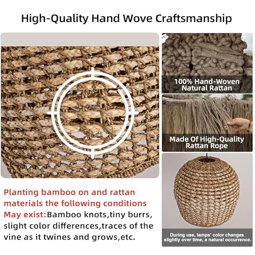 13.8" Rattan Pendant Light