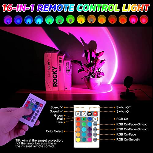 Sunset Lamp Projection Rotation Rainbow Projection Lamp Led Romantic Visual Led Light Network Red Light with USB Modern Floor Stand Night Light Living Room Bedroom Décor