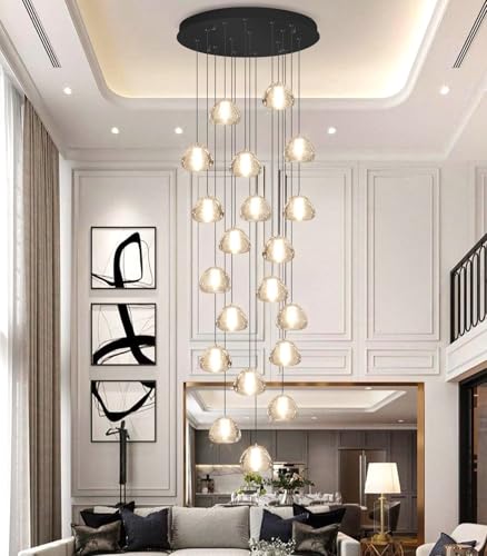 Modern Crystal Chandeliers LED Ceiling Lighting Foyer Large Ceiling Light for Staircase Living Room Hallway Entryway