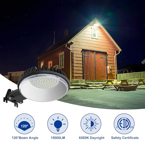 120W Dusk to Dawn Outdoor Lighting with 15KLM 6500K Daylight for Yard