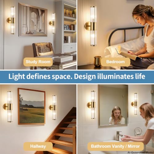Modern Brushed Brass Vanity Light Fixture 1 Pack