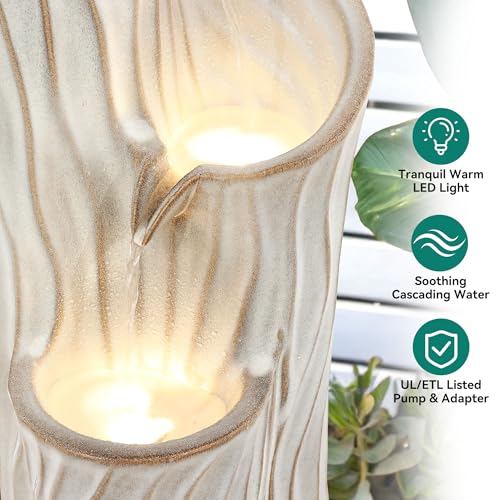 32"Ceramic 3 Tier Sphere Outdoor Water Fountain