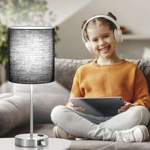 Set of 2 Touch Control Table Lamps with 2 USB & AC Outlet (2 Count)
