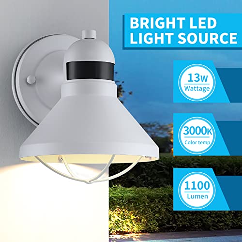 Dusk to Dawn Motion Sensor Outdoor LED Barn Light Fixture White
