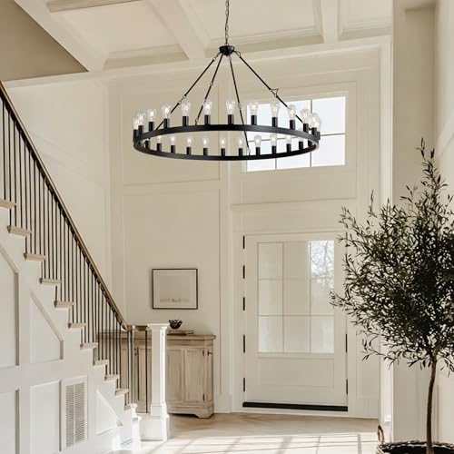 Black Wagon Wheel Chandelier