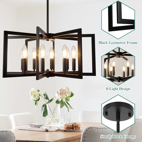 20" 62" Height Adjustable Black Kitchen Chandelier for Dining Room
